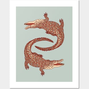 Crocodiles (Calm Beige and Gray Palette) Posters and Art